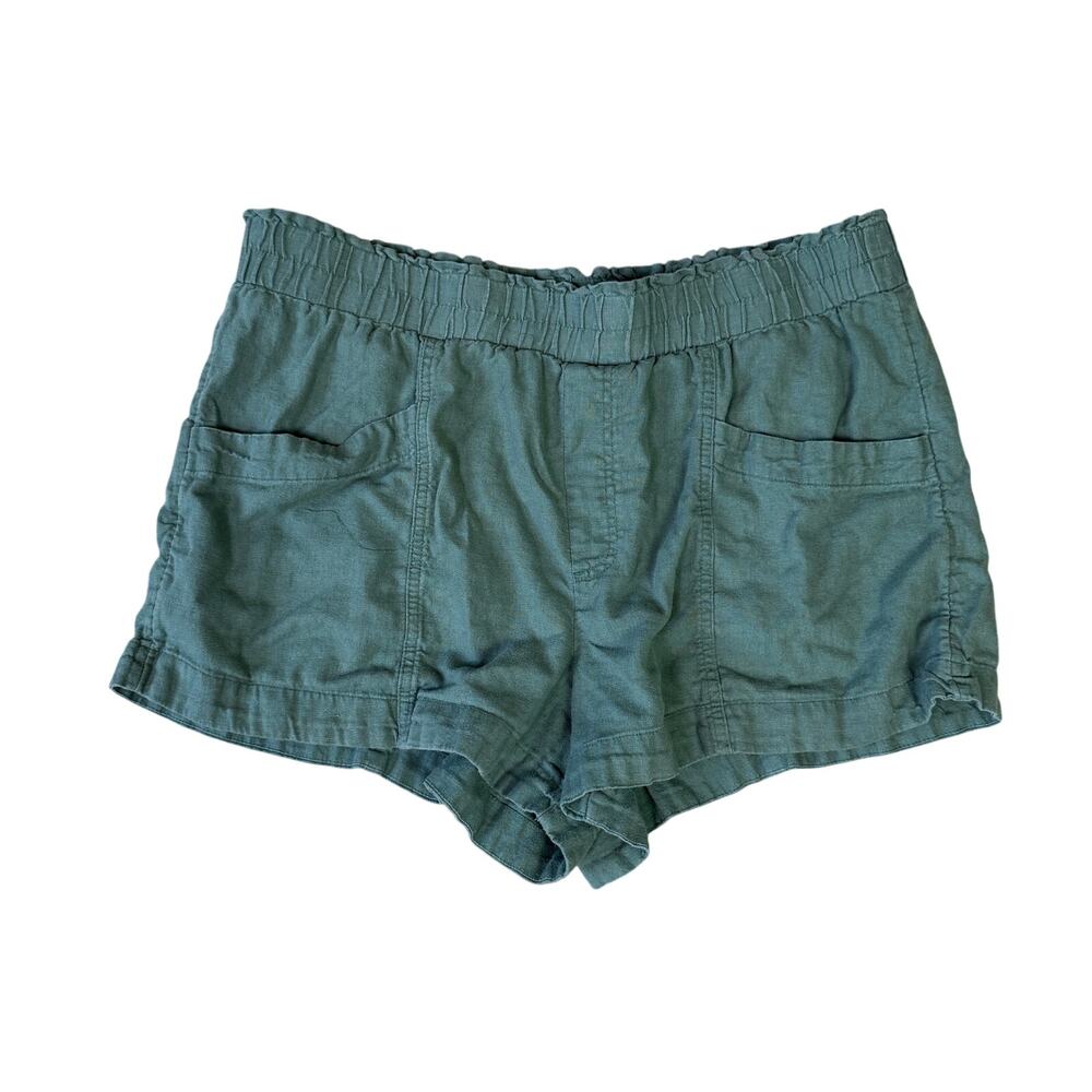 A New Day Green Linen Pocket Pull On Lightweight Shorts US Womens XL